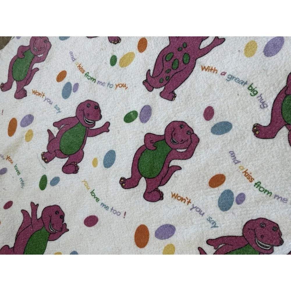 Vintage Barney & Friends Fleece Blanket 90x69 Made in USA